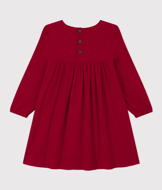 Langärmeliges Kinderkleid aus Cord für Mädchen rot CORRIDA