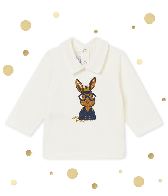 Einfarbiges Baby Jungen Polohemd weiss MARSHMALLOW