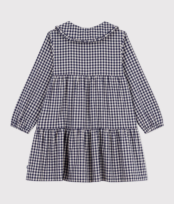 Langärmeliges Kinder-Kleid aus Flanell mit Karomuster blau SOIR/ MILK