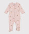 Strampler aus aufgerautem Molton mit Sternchen und Herzen rosa SALINE/weiss MULTICO