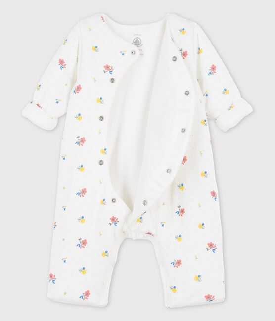 Langer Baby-Overall aus Bio-Doppeljersey mit print weiss MARSHMALLOW/ PAPAYE