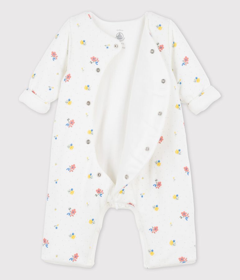 Langer Baby-Overall aus Bio-Doppeljersey mit print weiss/rosa