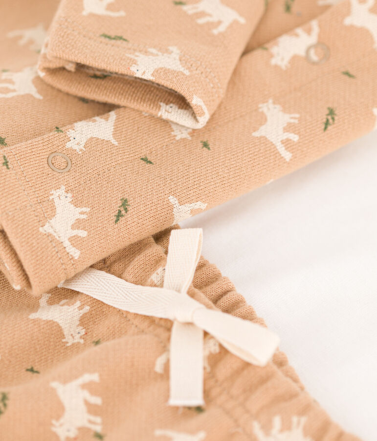 Baby-Set aus bedrucktem Molton beige/vielfarbig