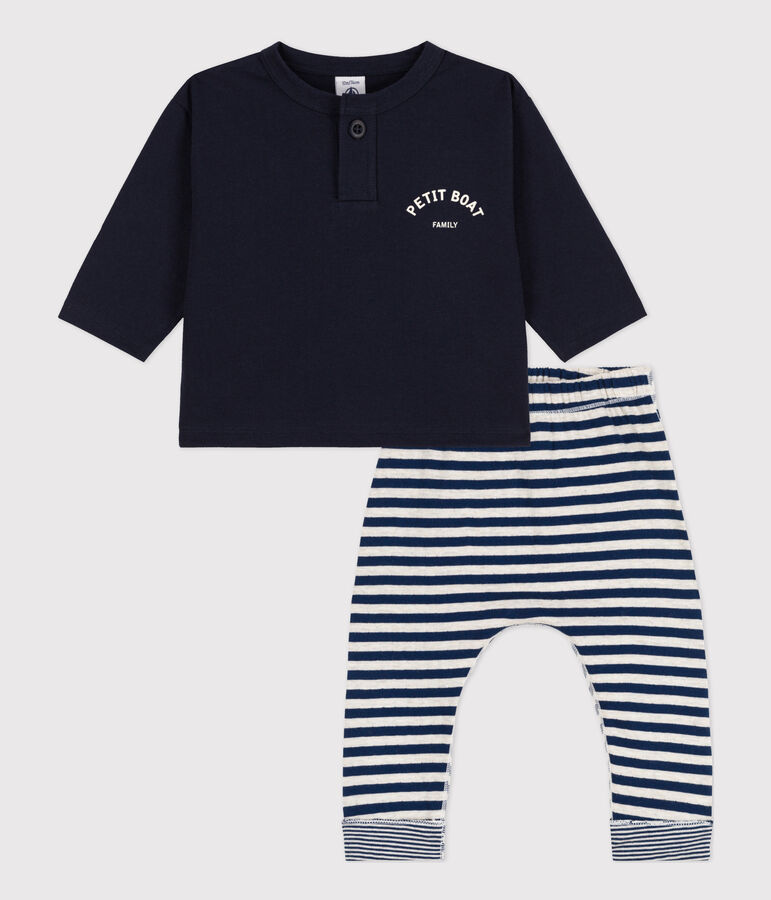 Baby-Geschenkset: T-Shirt und Hose blau/weiss