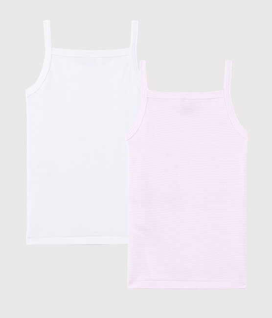 2er-Set Spaghetti-Tops aus Bio-Baumwolle mit pinkfarbene Ringelstreifen für Mädchen variante 1