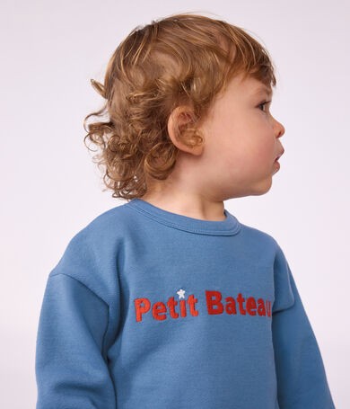 Baby-Sweatshirt aus einfarbiger Baumwolle mit Stickerei