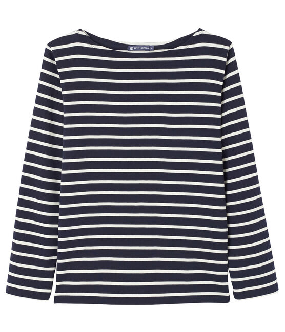 Gestreiftes T-Shirt unisex blau SMOKING/beige COQUILLE