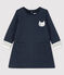 Langärmeliges Baby-Kleid für Mädchen blau SMOKING/weiss MARSHMALLOW