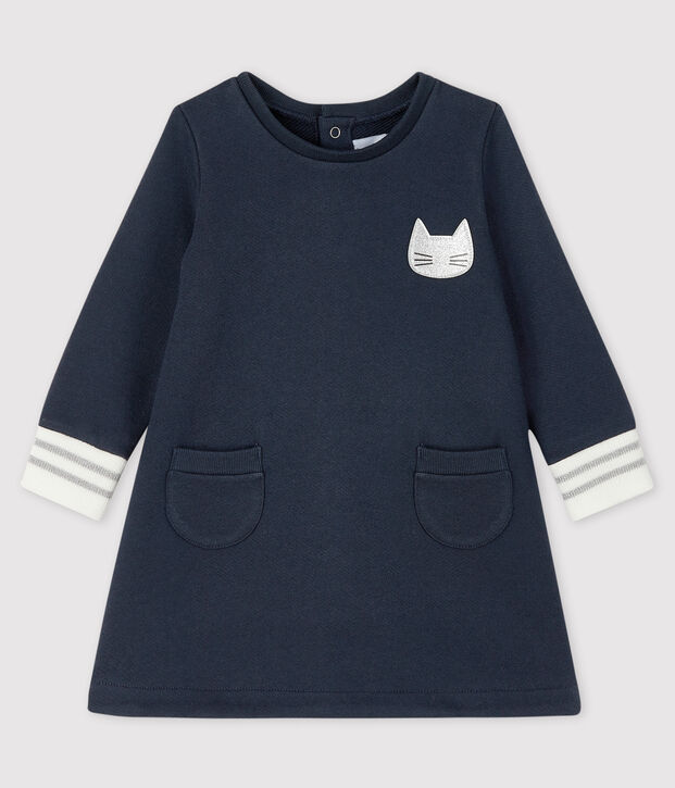 Lang&auml;rmeliges Baby-Kleid f&uuml;r M&auml;dchen blau/weiss
