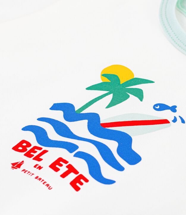 Kurz&auml;rmeliges Baby-T-Shirt aus Baumwolle mit Motiv weiss