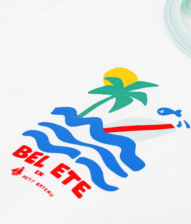 Kurz&auml;rmeliges Baby-T-Shirt aus Baumwolle mit Motiv weiss