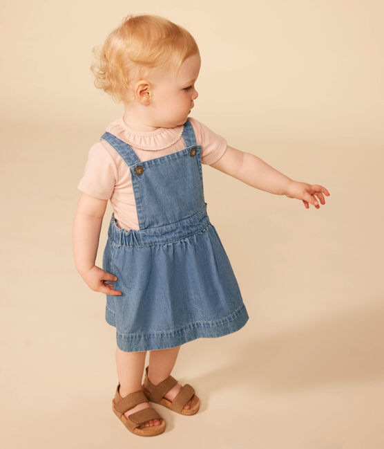Kurzärmeliger Baby-Body aus Baumwolle mit Rüschenkragen rosa SALINE