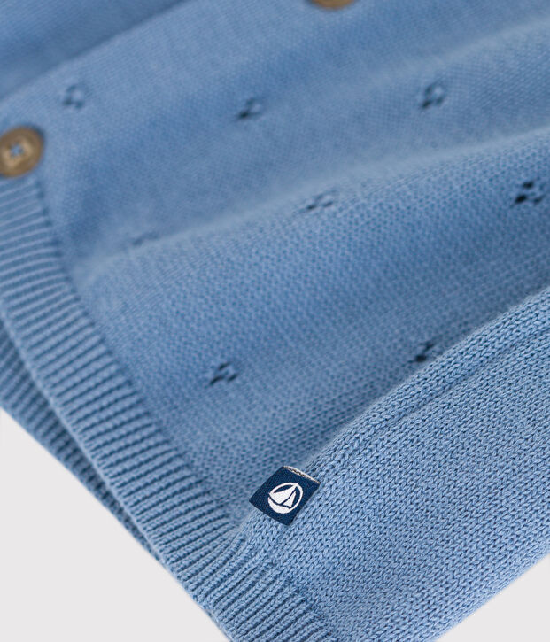 Baby-Cardigan aus Baumwollstrick in Ajour-Optik blau