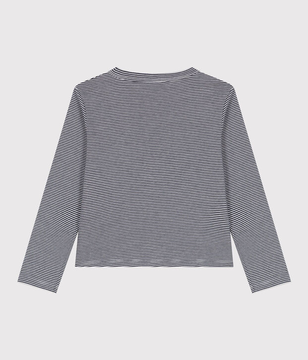 Kinder-Cardigan aus Baumwolle mit Streifen blau/weiss