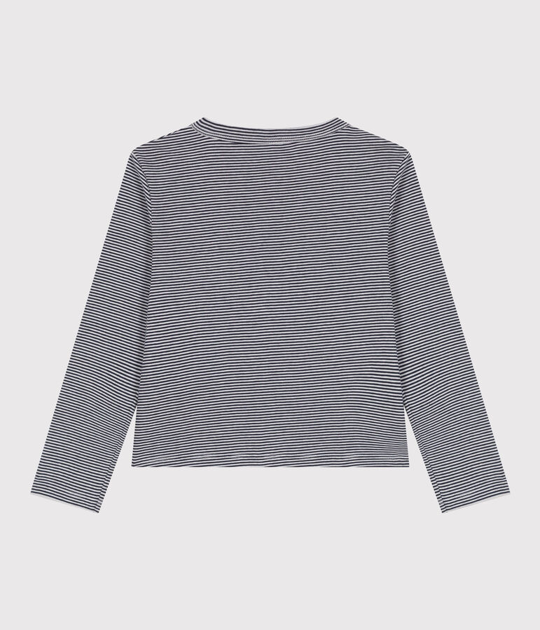 Kinder-Cardigan aus Baumwolle mit Streifen blau/weiss