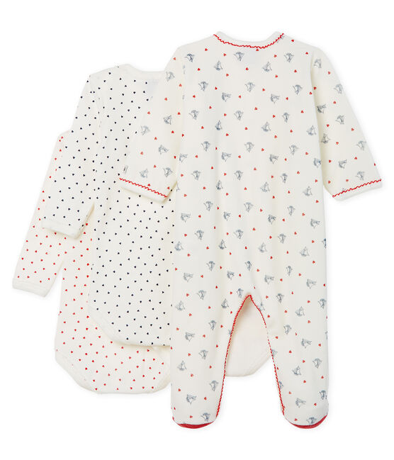 Mädchen-Baby-Set mit Nicki-Strampler und langärmligen Bodys aus Rippstrick variante 1
