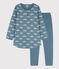 Kinder-Nachthemd und -Leggings aus Molton und Baumwolle mit Vogelmotiv für Mädchen blau ROVER/weiss MARSHMALLOW