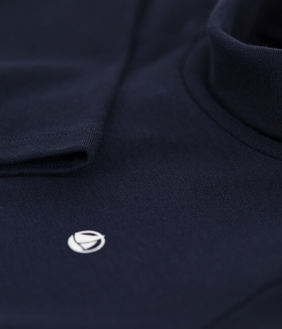 Kinder-Rollkragenshirt aus Baumwolle blau SMOKING