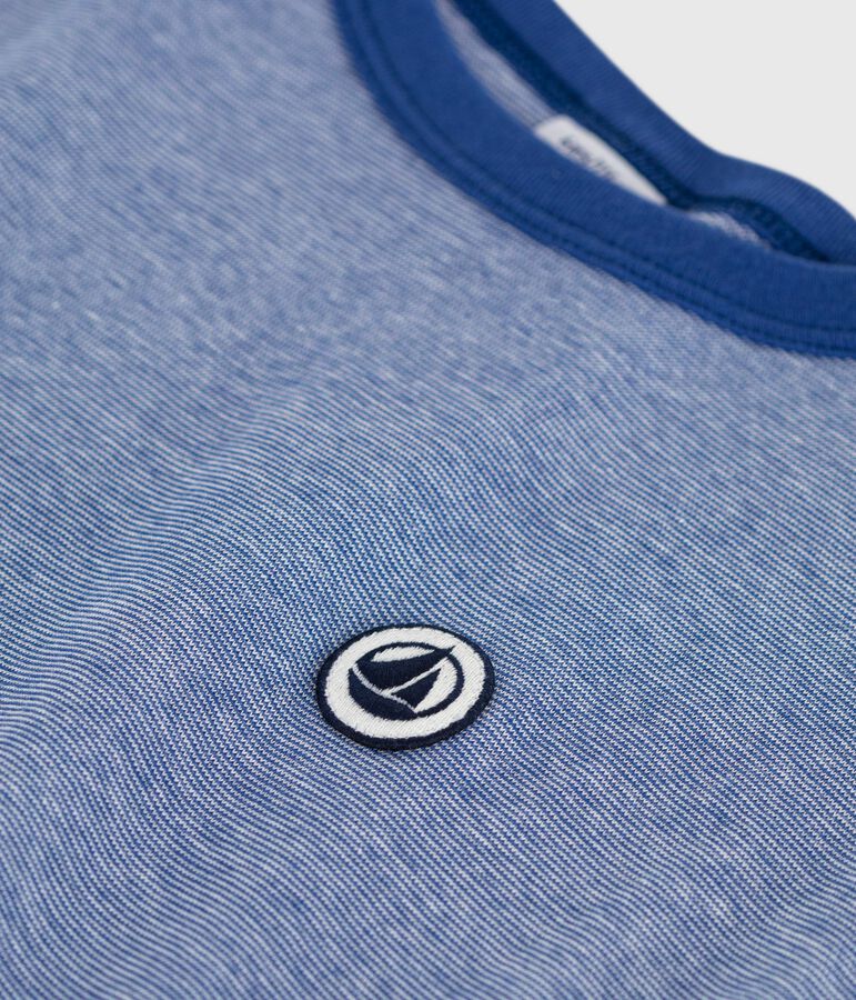 Kurz&auml;rmeliges Kinder-T-Shirt aus Baumwolle mit Streifen blau/weiss