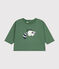 Langärmeliges Baby T-Shirt aus feinem Jersey grün PALMERAIE