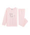 Pyjama aus aufgerautem, extra warmem Bouclé-Frottier für kleine Mädchen rosa MINOIS