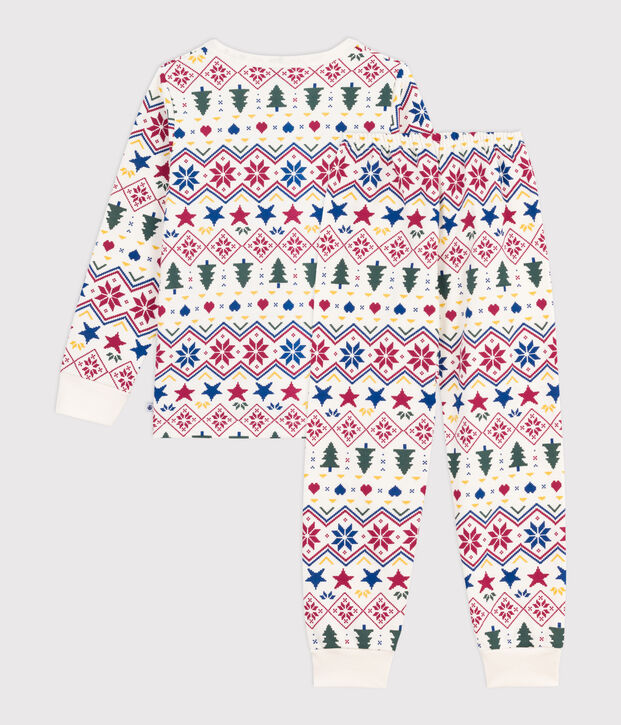 Kinder-Pyjama aus Molton mit Weihnachts-Motiv naturfarben/vielfarbig