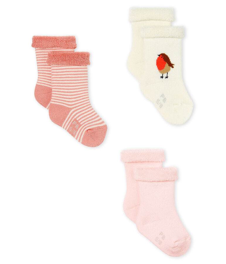 Set mit drei Paar kuschelig weichen, bequemen Frottee-Socken. vielfarbig