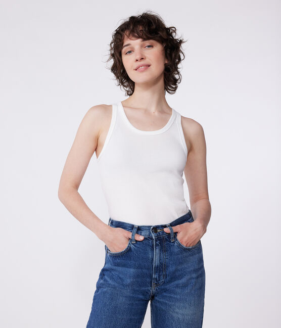 Damen-Tanktop L’Iconique aus Baumwolle weiss ECUME