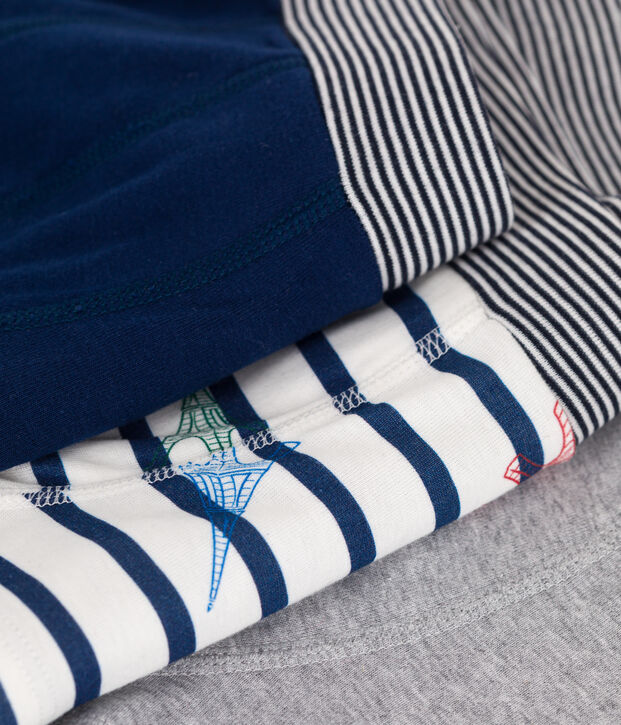 3er-Set Kinder-Boxershorts aus Baumwolle mit &uuml;berzogenem Bund Paris-Motiv vielfarbig