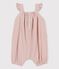 Gestreifter Baby-Kurzoverall aus Bio-Seersucker rosa PAPAYE/ MARSHMALLOW