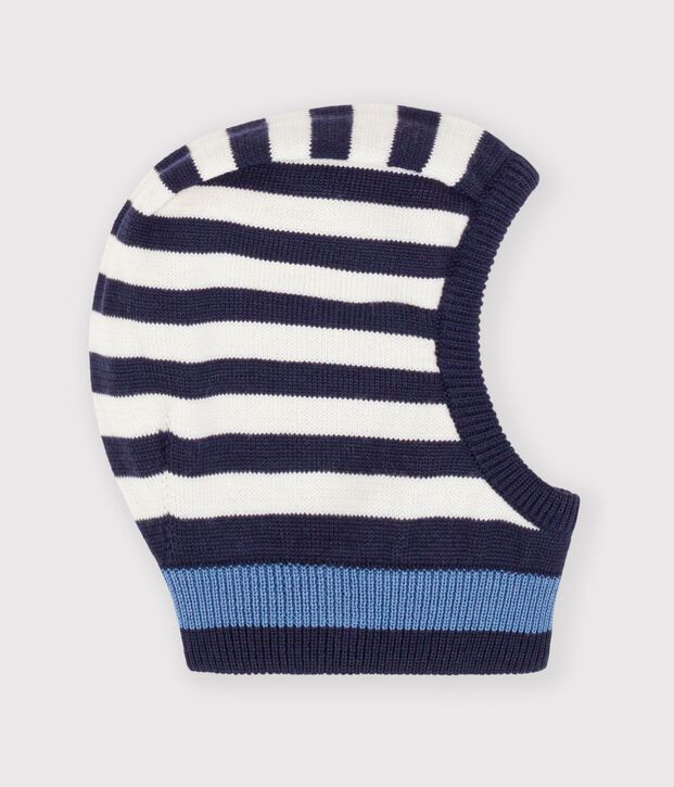 Baby-Schalm&uuml;tze aus Wolle und Baumwolle mit Streifen blau/vielfarbig