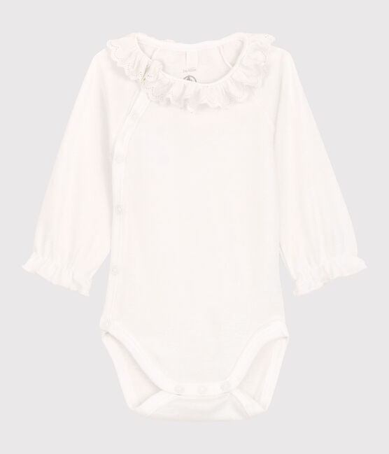 Baby-Body aus Bio-Baumwolle mit Kragen für Mädchen weiss MARSHMALLOW