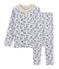 Rippstrick-Pyjama grau POUSSIERE/weiss MULTICO