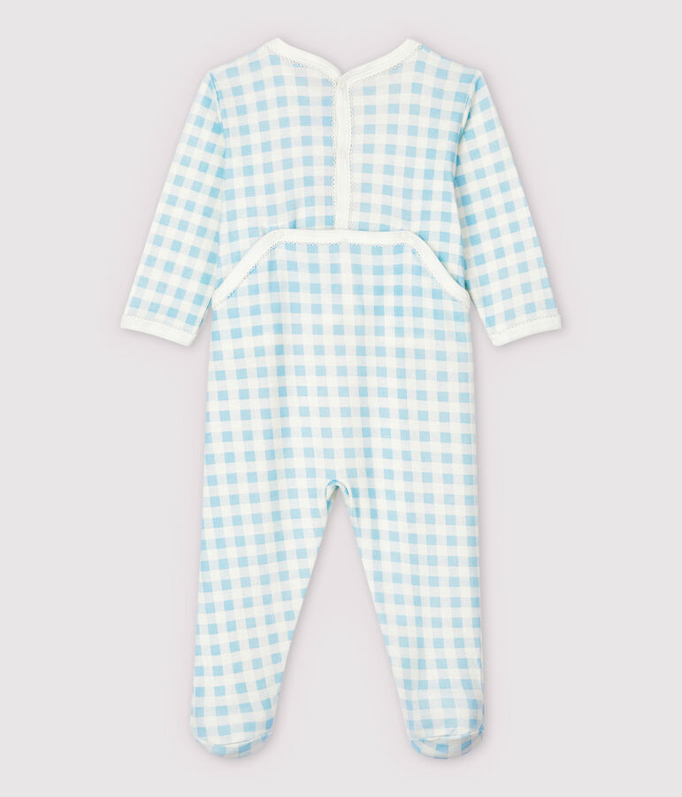 Baby-Strampler aus Baumwolle mit Vichy-Muster in Blau f&uuml;r M&auml;dchen weiss/blau