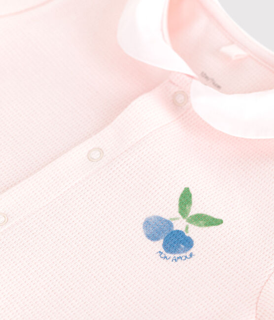 Baby-Kurzoverall aus Baumwolle mit Bubikragen rosa FLEUR