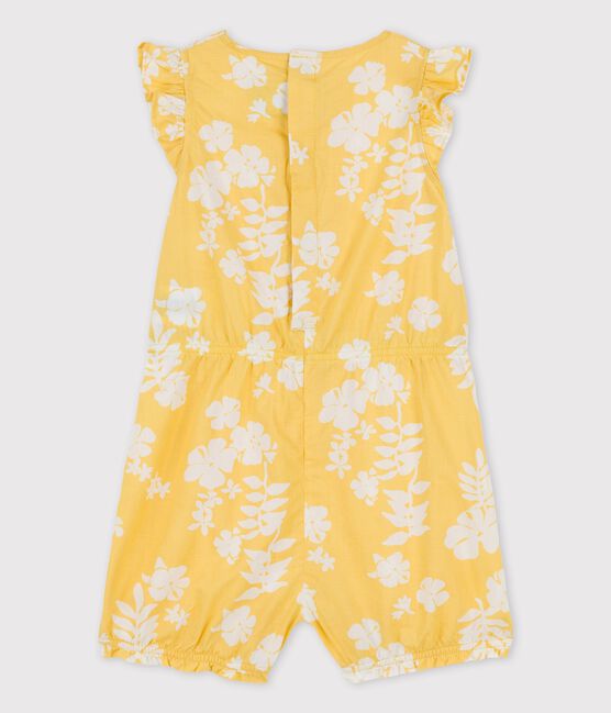 Kurzer Baby-Einteiler aus Popeline mit Hawaii-Print gelb ORGE/weiss MARSHMALLOW