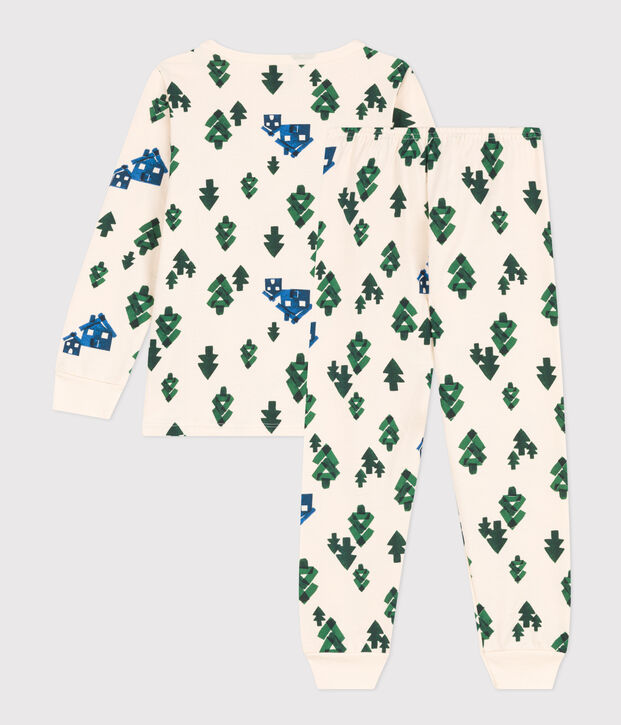 Kinderpyjama aus Molton mit Chalet-Motiv naturfarben/vielfarbig