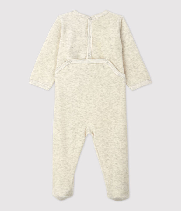 Baby-Strampler aus Velours in einfarbig Beige MONTELIMAR CHINE