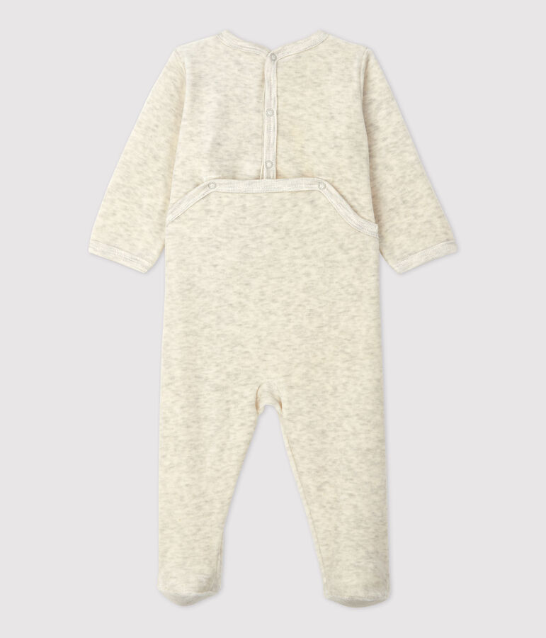 Baby-Strampler aus Velours in einfarbig Beige beige