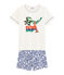 Rippstrick-Kurzpyjama für kleine Jungen weiss MARSHMALLOW/weiss MULTICO