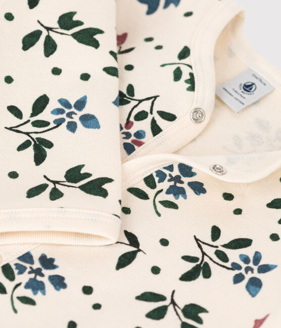 Baby-Strampler aus Molton mit Blumen-Motiv weiss AVALANCHE/ MULTICO