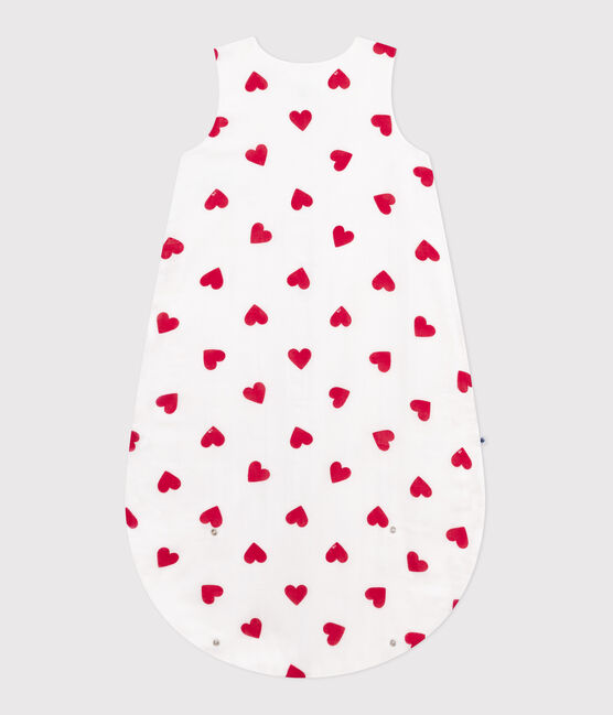 Babyschlafsack aus Baumwolle mit Herzmotiv TOG-Wert 1 weiss MARSHMALLOW/rot TERKUIT