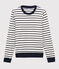 Baumwoll-T-Shirt mit Marinestreifen Damen weiss MARSHMALLOW/blau SMOKING
