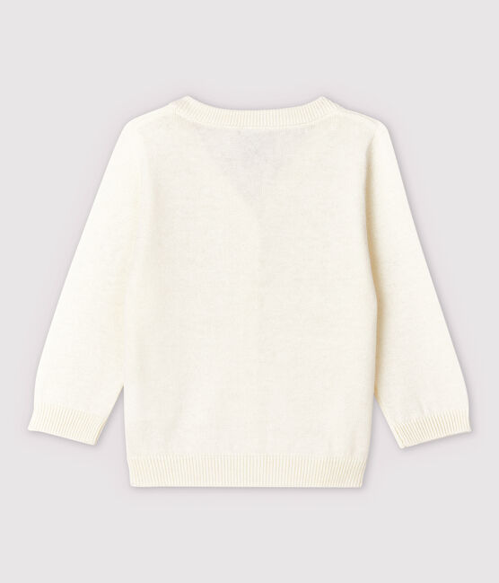 Baby-Cardigan aus Baumwolljersey-Strick mit Leinenanteil Jungen weiss MARSHMALLOW