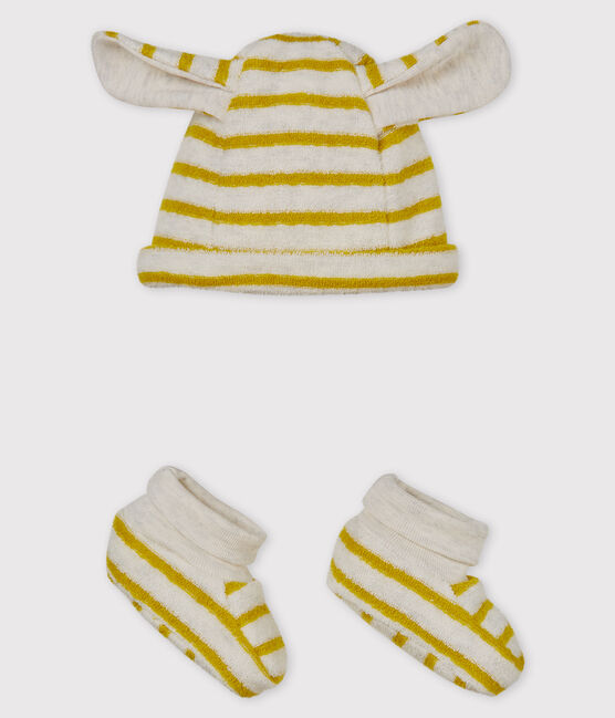 Baby-mütze und hausschuhe unisex gestreift variante 2