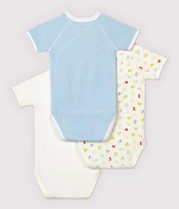 3er-Set kurz&auml;rmelige Baby-Bodys aus Bio-Baumwolle im Kimono-Schnitt vielfarbig