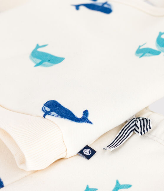 Baby-Set Sweatshirt und Hose aus Baumwolle mit Walmotiv MILK/ MULTICO