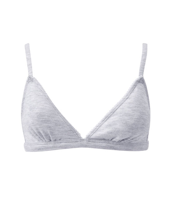 Gepolsterter Mädchen-Triangel-BH grau POUSSIERE CHINE
