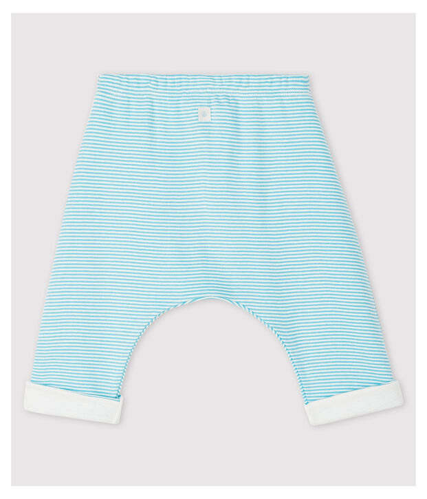 Gef&uuml;tterte Baby-Hose aus Bio-Baumwolle mit blauen Streifen blau/weiss