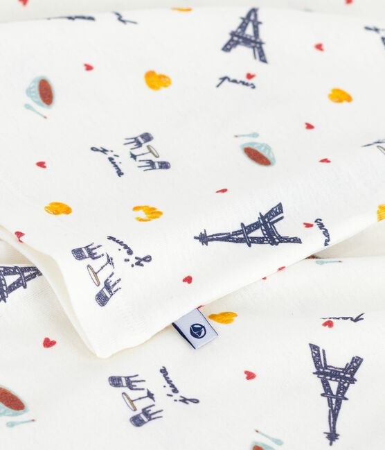 Kinder-Pyjama aus Baumwolle mit Paris-Motiven weiss MARSHMALLOW/weiss MULTICO